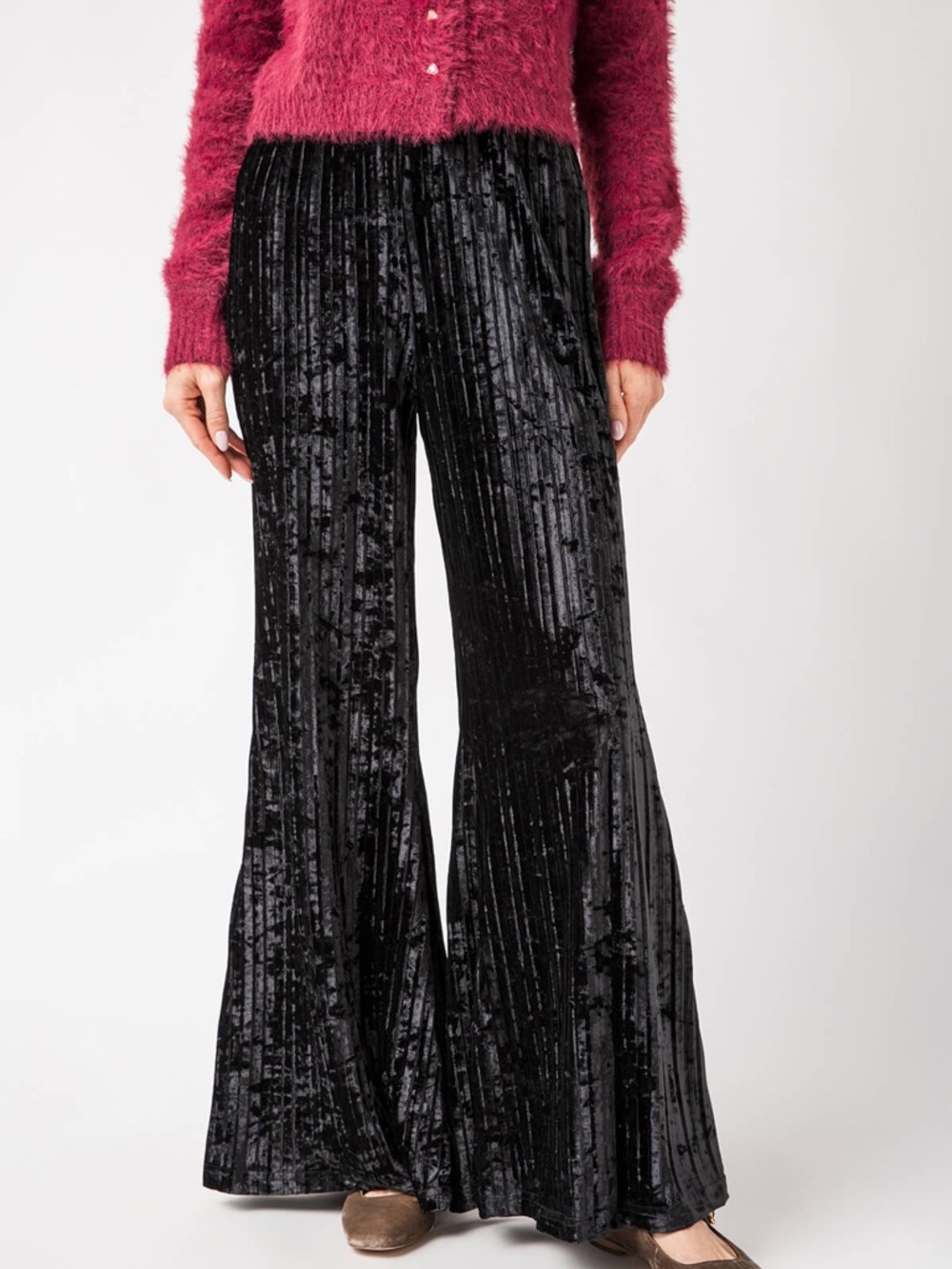 Free People Star Sign Velvet Wide-Leg Flared Panta